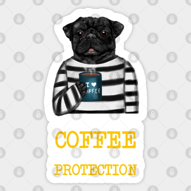 I Drink Coffee For Your Protection Funny Quote Sticker by Luna Illustration